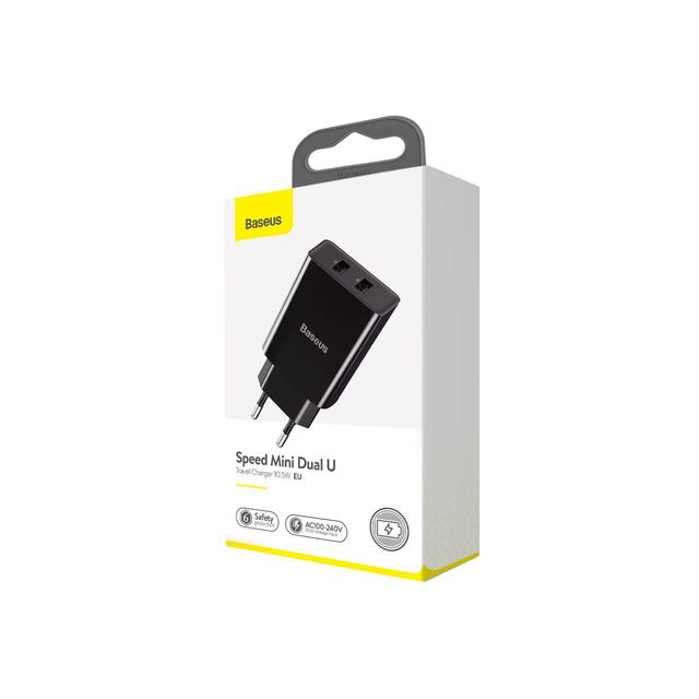 Сетевое зарядное устройство Baseus Speed Mini Dual U Charger 10.5W,CCFS-R02, цвет черный